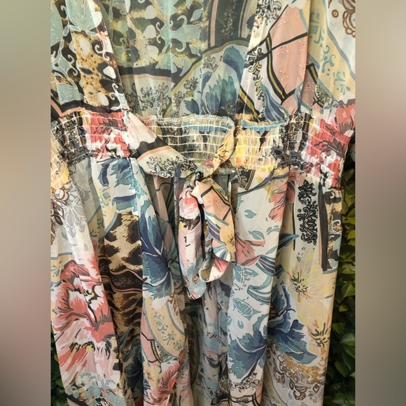 VENUS Multicolored Flutter Sleeve V-Neck Sundress - Picture 8 of 15